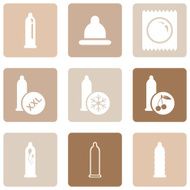 Vector Set of Condom Icons Types Condoms N3
