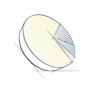 Pie chart hand-drawn style on paper with squares