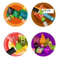 Set of flat design circle option infographics concepts N113