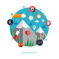 Set of flat design sport fitness and healthy lifestyle composit N4