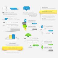 Collection of website template navigation UI elements with icons