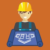 Engineer worker with blueprint