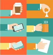 Vector set of hands - clients purchasing work in flat N2