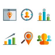 Vector business and finance icons sign in flat style