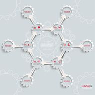 6 White Gears Arrows Cycle Hexagon Molecule