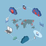 Flat 3d web isometric online safety data protection N2