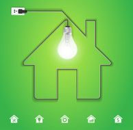 Home icon with creative light bulb idea