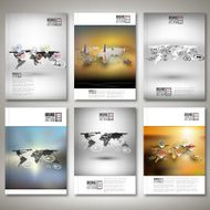 Set of world maps in perspective blurred infographic vectors Brochure