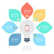 Bulb left idea template with flat icons N2