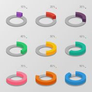 Set of color isometric circle diagrams