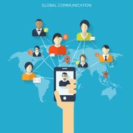 Flat social media and network concept Global communication Web site