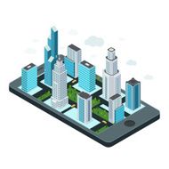 Technology concept with mobile device and map of the city N2