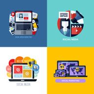 Modern flat vector concepts of social media marketing