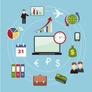 Vector education start up banking concept business digital brain support