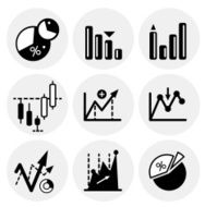 Black finance statistics icons