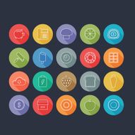 Round Thin Icon with Shadow Set 13