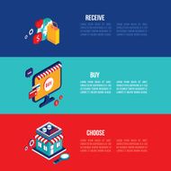 Flat 3d isometric modern design Online shopping e-commerce banner set N2
