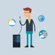 Character - system administrator Vector illustration flat styl