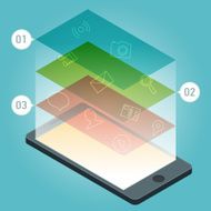 Vector smartphone device with applications icons N3