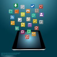 Illustration with cloud of colorful icons for applications vector