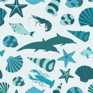 Sea animals seamless pattern Vector flat style