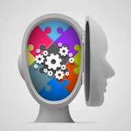 Puzzle and gears in the open head