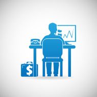Business Workspace Symbol Businessman at Work Icon Design Template Vector