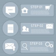 Circle paper infographic with striped backdrop and web icons