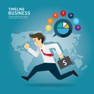 Concept of successful Timeline businessman cartoon run design N2
