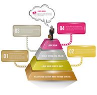 Bar step with banner options and business man icons