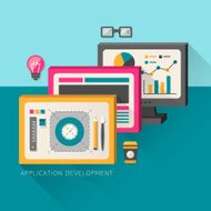 flat design concept of development process an application N2