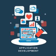 flat design concept of development process an application N3