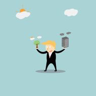 businessman using green energy