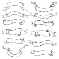 vector set of sketch ribbons N2