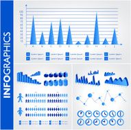 Blue infographic Universal icons set N6