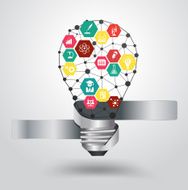 Vector light bulb idea hexagon with chemistry and science icon N2