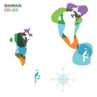 Abstract vector color map of Bahrain with transparent paint effect