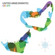 Abstract vector color map of United Arab Emirates with transparent