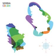 Abstract vector color map of Serbia with transparent paint effect