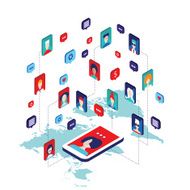 Social network and technology concept Modern flat isometric design N4