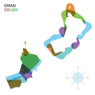 Abstract vector color map of Oman with transparent paint effect