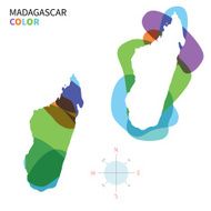 Abstract vector color map of Madagascar with transparent paint effect