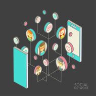 Conceptual image with social networks Flat isometry N12