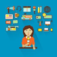 Profession of people Flat infographic Woman Interviewer
