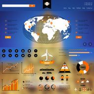 Web and mobile template with infographics icons