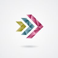 Triangle style arrow sign on a white background