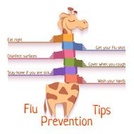 Flu Prevention Tips Vector illustration with giraffe N2
