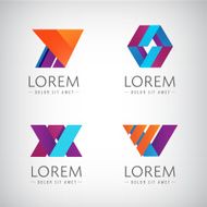 vector set of abstract colorful 3d ribbon icons