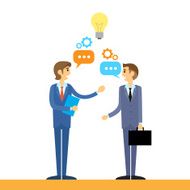 business people talking discussing idea flat design