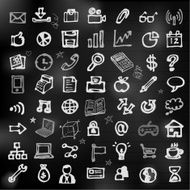 Hand drawn business icons on chalkboard N2